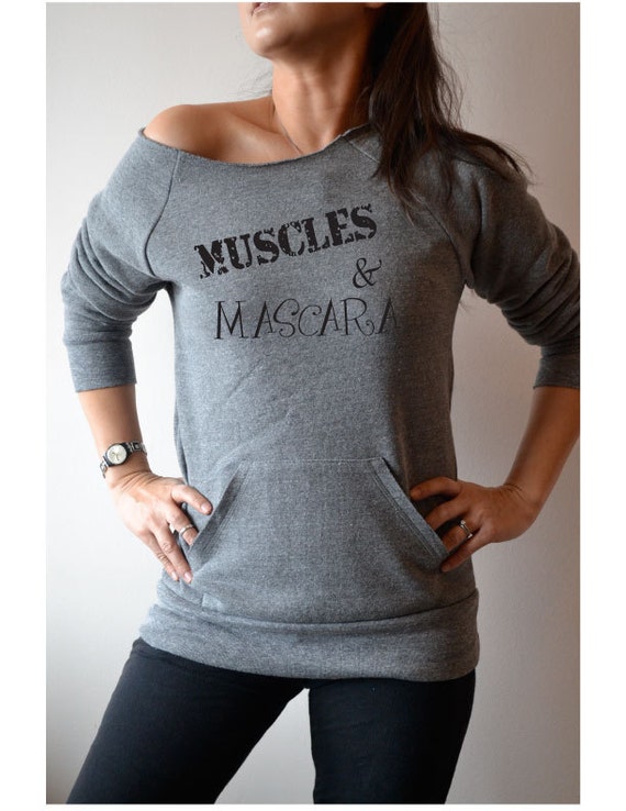 Sweatshirt. Off Shoulder Shirt - Muscles &amp; Mascara- Fuzzy Sweatshirt 