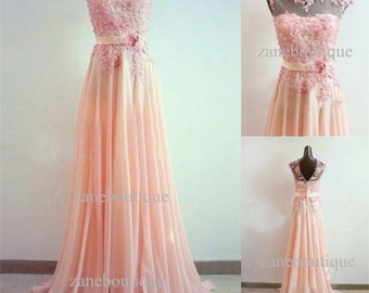 Red Pleated Long Chiffon Prom Dress C1872