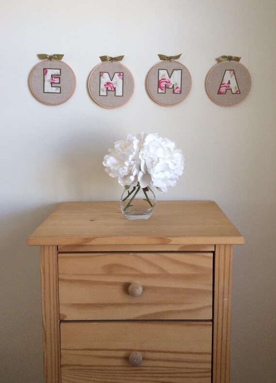 Items similar to Baby Name Nursery Hoop Wall Art on Etsy