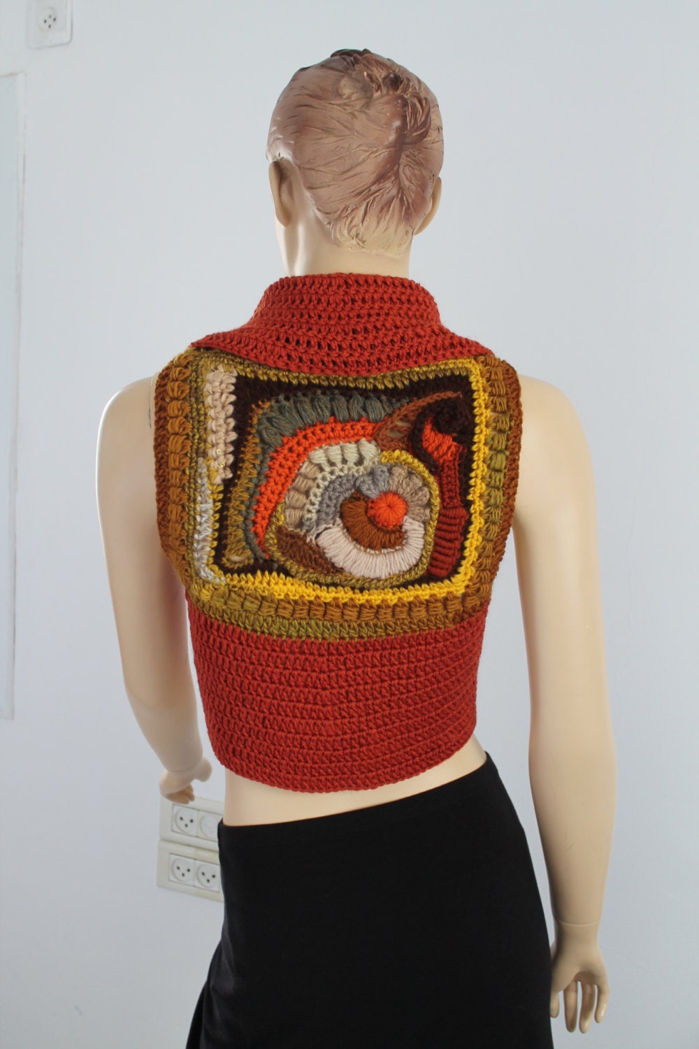 Gypsy Boho Hippie Chic Crochet sweater Knit Vest Freeform