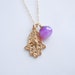 Hamsa Necklace with Purple, Violet Chalcedony : Yoga Jewelry