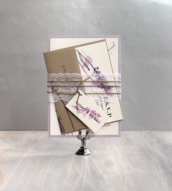 Rustic Lavender Lilac Purple And Lace Wedding Invitations Rustic Lavender Lilac Purple And Lace Wedding Invitations