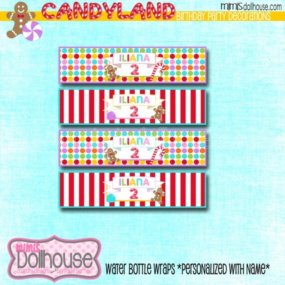 PERSONALIZED Candyland Water Bottle Labels-Candy Land Water Bottle Labels-PDF Il_570xn