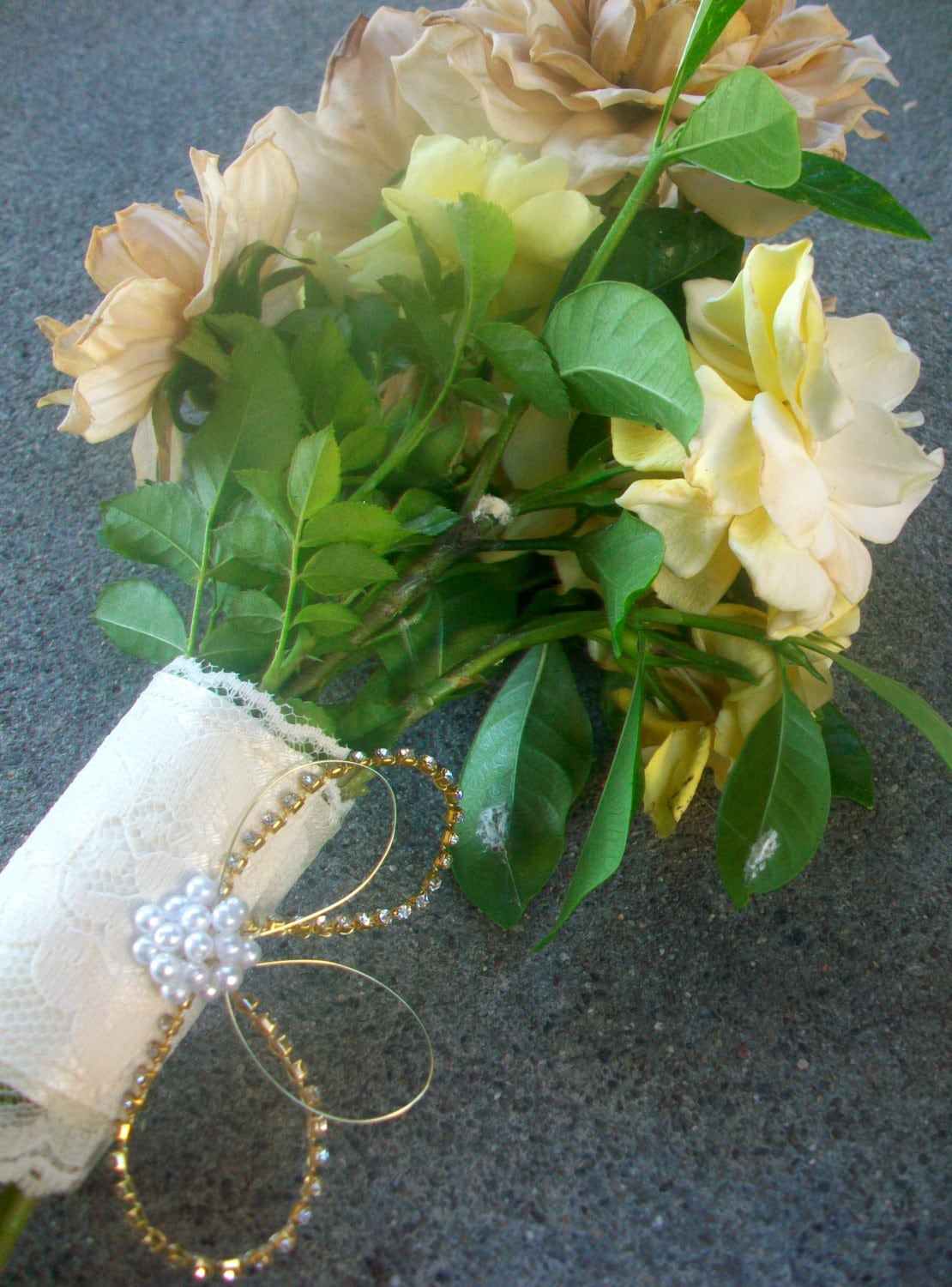 Lace Bridal Bouquet Wrap Ivory Bouquet Wrap by OneBlushingBride