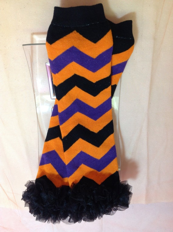 HALLOWEEN Leg Warmers Orange Black and by PrincessEllasBoutiqu