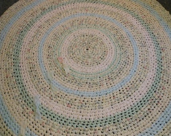 Any size! Custom Order Crochet Round Rag Rug Vintage Fabric Sheets ...