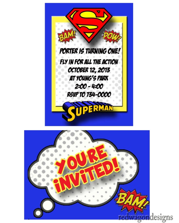 Superman Birthday Invitation 10 Invites With Envelopes