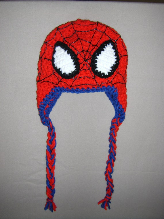 Items similar to Baby Crochet Spiderman hat with earflaps ...