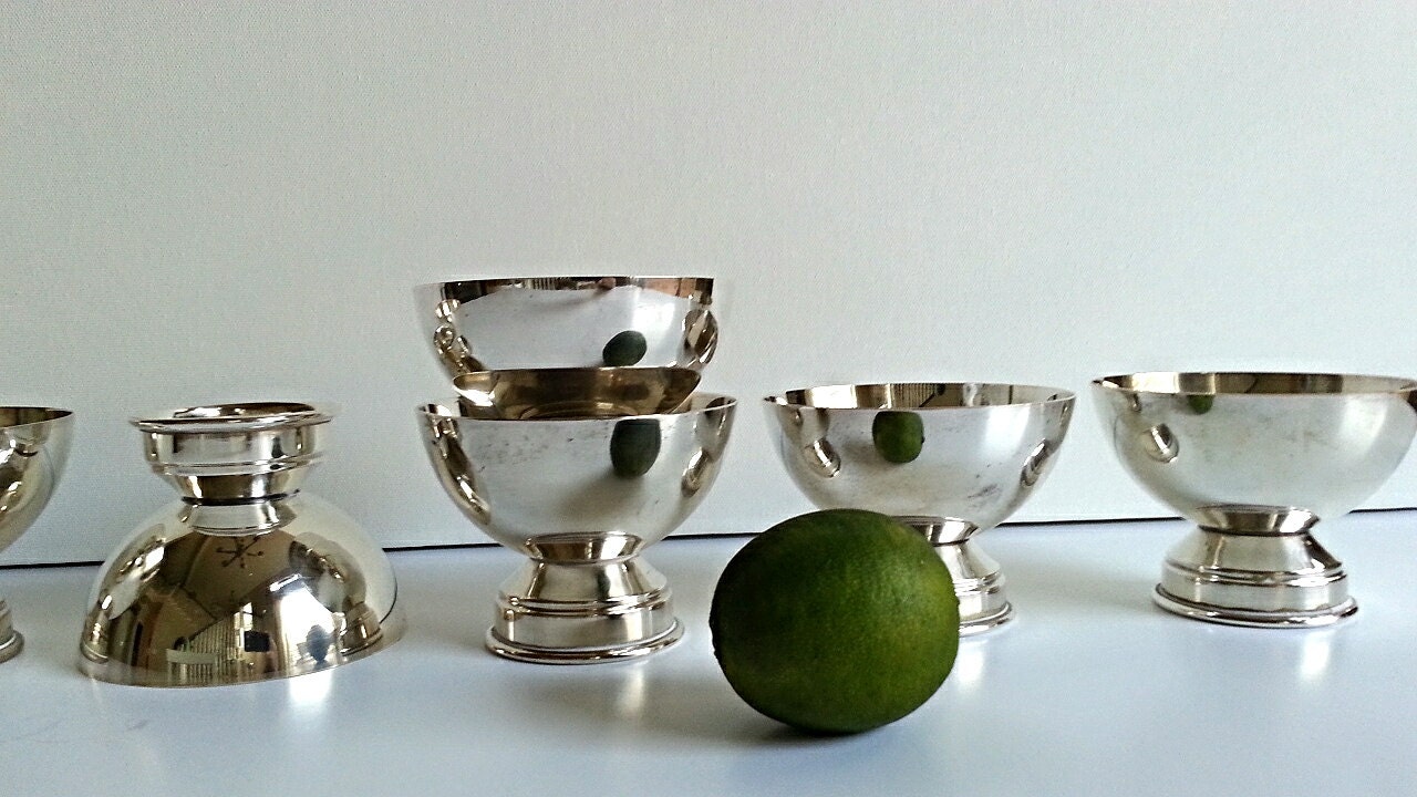 Silver Plated Dessert Cups Bowls Serving Ice Cream Set 6