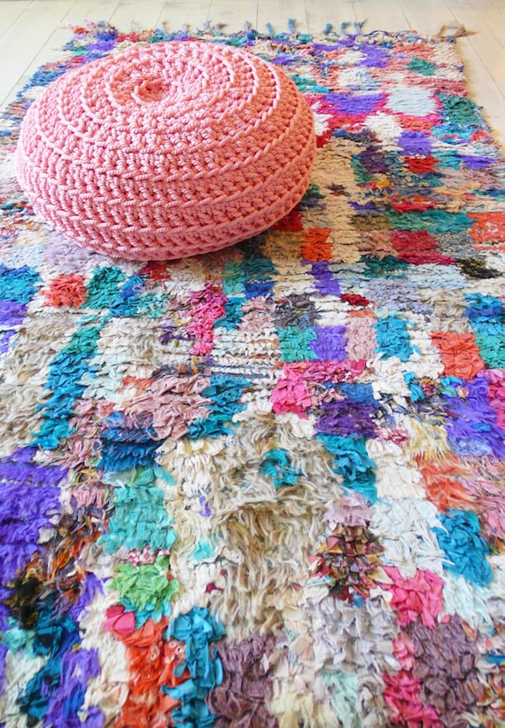 Vintage Moroccan Rag Rug - BOUCHEROUITE "Paul Kleer"