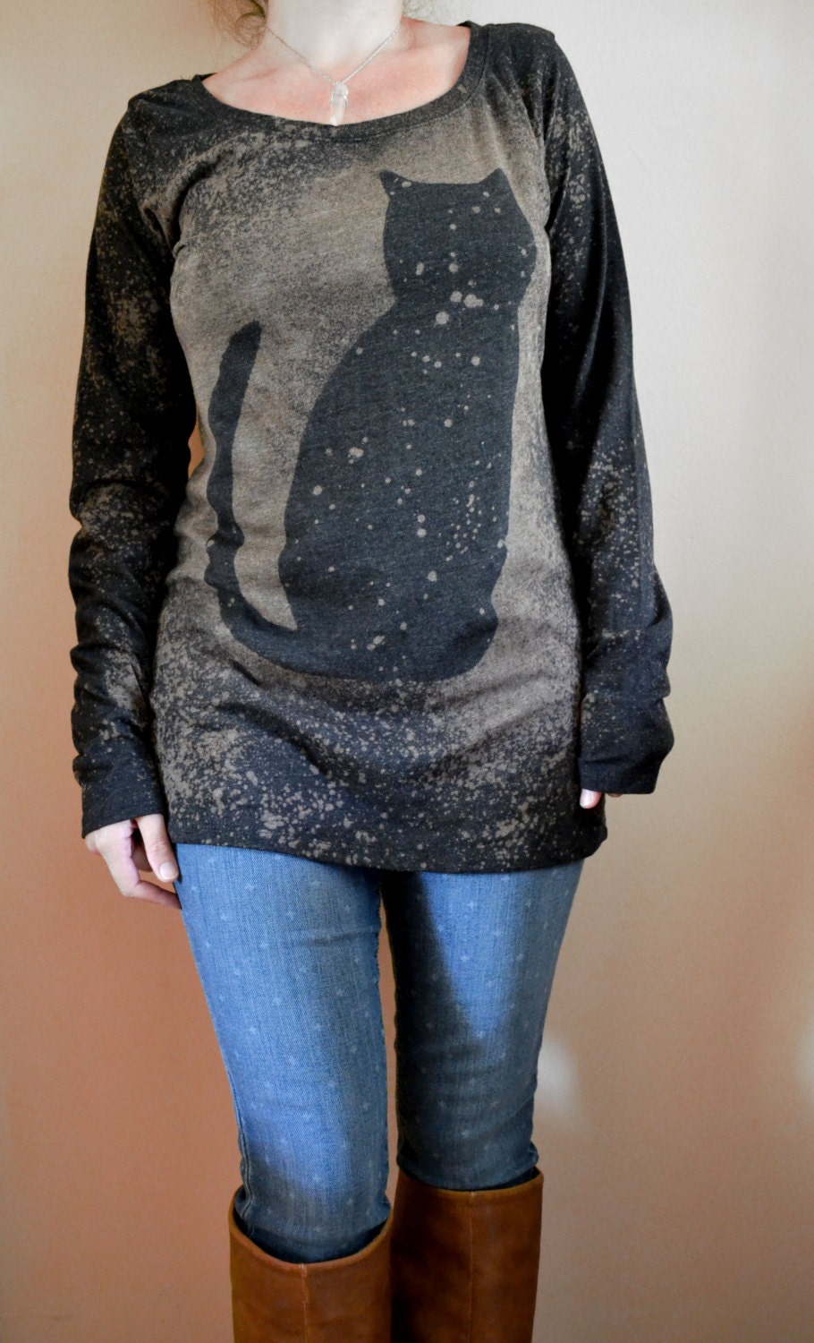 Black Cat Shirt Long Sleeve Shirt Galaxy Cat Shirt Space