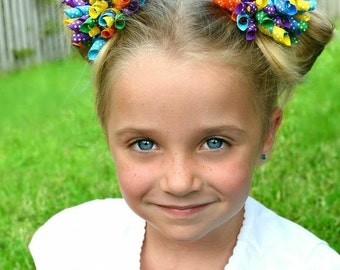Polka Dot Korker Hair Bow - Purple Polka Dot - Blue Polka Dot - Green Polka Dot - Yellow Polka Dot - Orange Polka Dot - Rainbow Hair Bow
