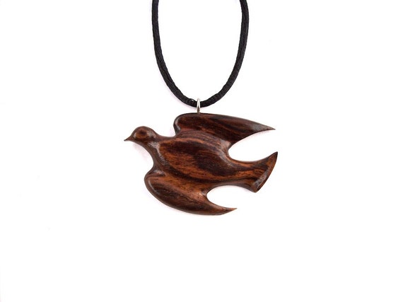 Wooden Pendant Necklace Bird Pendant Wood Jewelry Carved