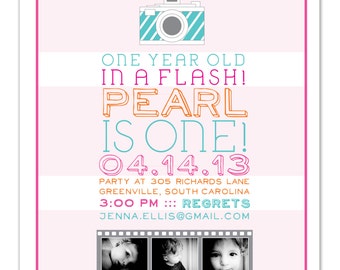 First Birthday in a Flash Invitation