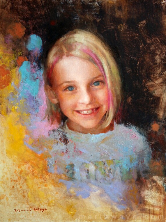 Custom portrait oil painting 12 x 16 inches children by MariaWaye