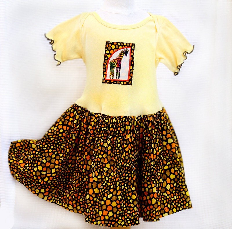 Giraffe Baby Girl Clothes Appliqué Baby Girl Dress Giraffe