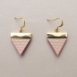 Leather Earrings - Pink Triangles with Mint Stripes