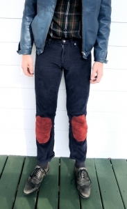 Mens Pants With Red Corduroy Knee Patch from the Paul McCall Line for Men