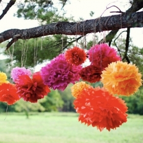 Katey Collection- 5 Pom Poms- Mexican fiesta hanging decorations/ wedding decorations/ birthday party decorations