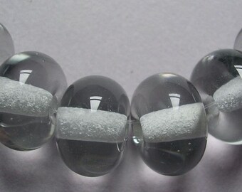 Handmade Lampwork Grey Glass Beads Ericabeads Grey Tint Spacers (6)