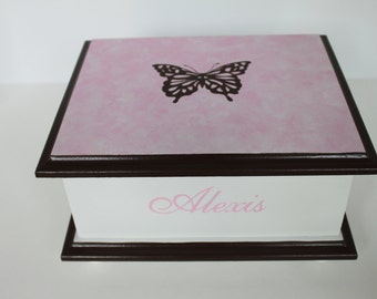 Baby keepsake box Butterfly Memory Box personalized baby girl gift hand painted