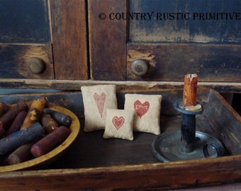 Primitive Valentine Heart Pinkeeps Cross Stitch E Pattern PDF