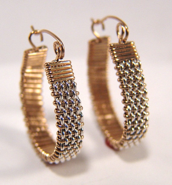 Basket Weave Silver Goldfilled Earrings