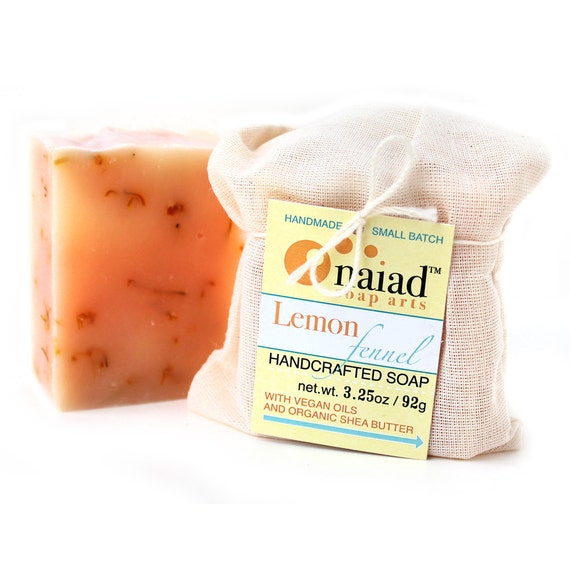 Lemon Fennel Shea Butter Soap all natural by NaiadSoapArts