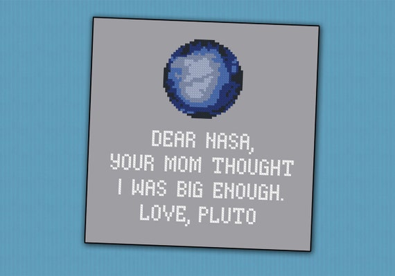 Science Pluto funny  quote  PDF  cross stitch pattern