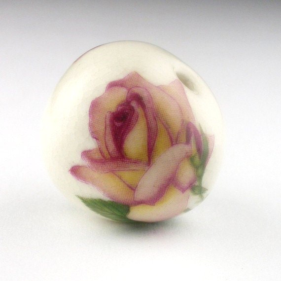 Peach Rose Porcelain Bead