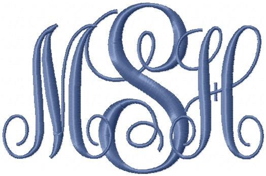 2 and 3 inch Interlocking Monogram Embroidery Font
