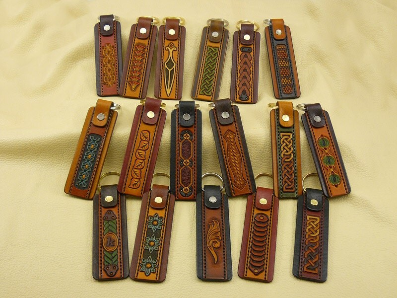Pattern Pack 16 Leather Key Fobs Instant Download by klleather