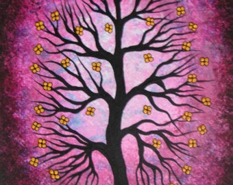 Spring, TREE painting, flowers, branches, Original Acrylyc painting by Jordanka Yaretz