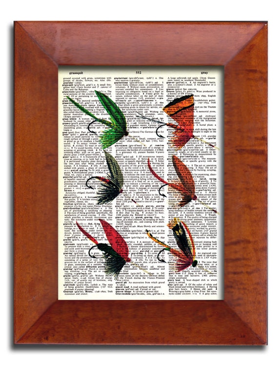 Items similar to vintage fly fishing print dictionary page book art