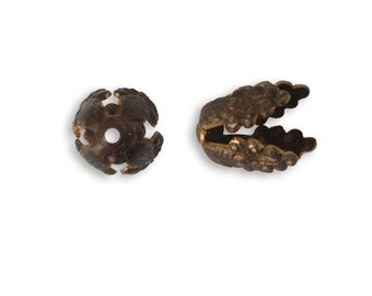 4 Vintaj Natural Brass Wisteria Bead Caps 10.5mm (BC0009)