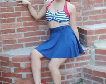 Navy swim skirt to match your suit. sizes xs-xl