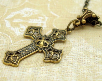 Gothic Cross Necklace in Neo Victorian Jewelry Style
