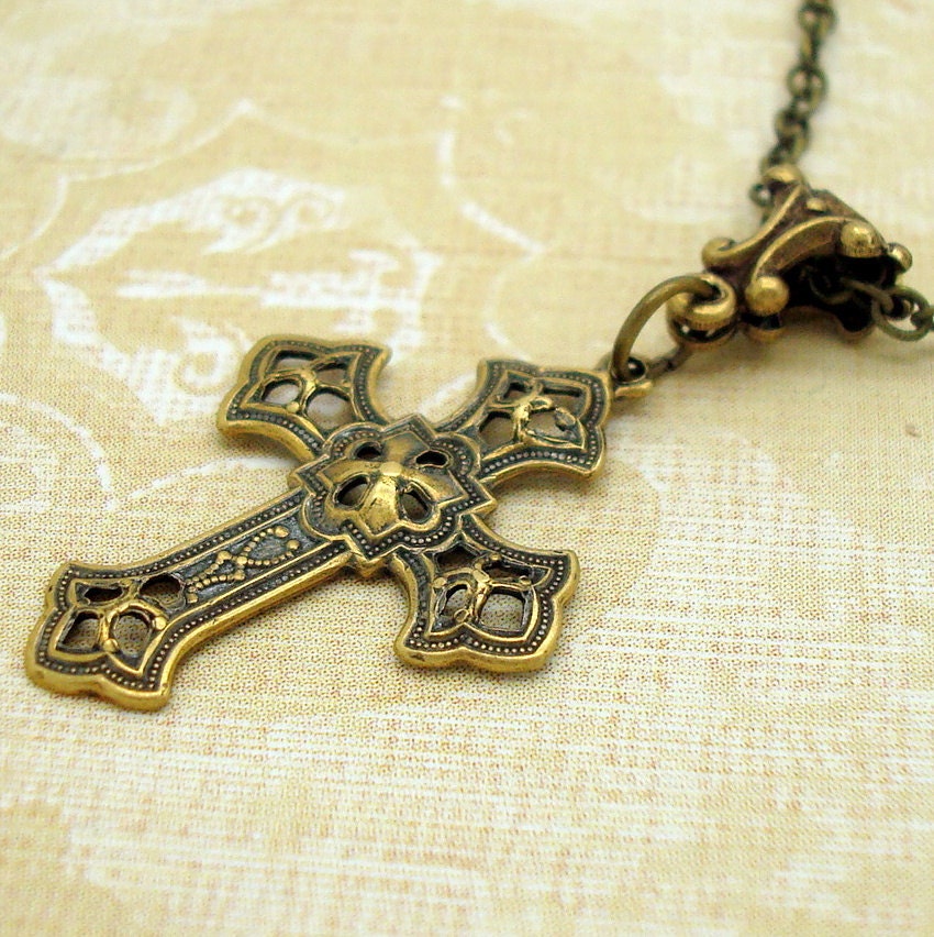 Gothic Cross Necklace in Neo Victorian Jewelry Style