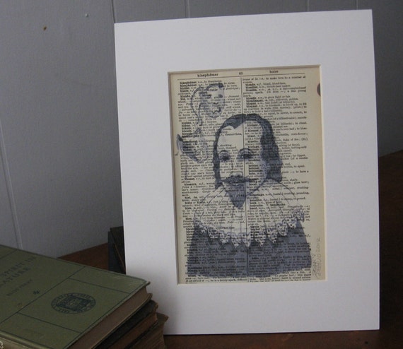 Art Print on Vintage Dictionary Page of The Bard, Shakespeare