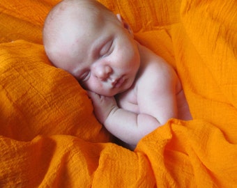 Gauze Baby Swaddler or Photo Prop - OVERSIZED Cotton Blanket - Tangerine