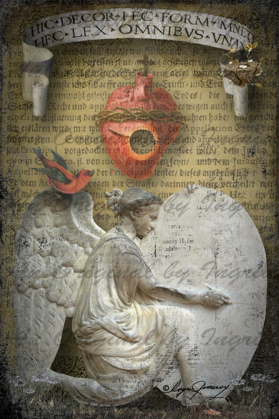 Angel Heart Digital Collage Greeting Card (Suitable for Framing)