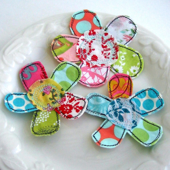 Fabric Flower Embellishments Fabric Flowers Sewn by tracyBdesigns