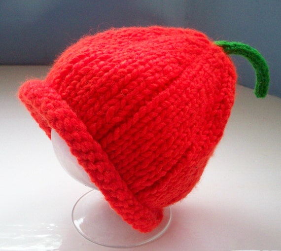 Baby's pumpkin hat knit fun bright orange by SpinningStreak