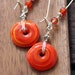 Pumpkin Spice Lamp Work Glass Handmade Sterling Earrings