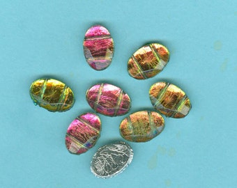 Northern Lights Color Changing Vintage Glass Flatback Beads Sewons Sew Ons 10 In Lot