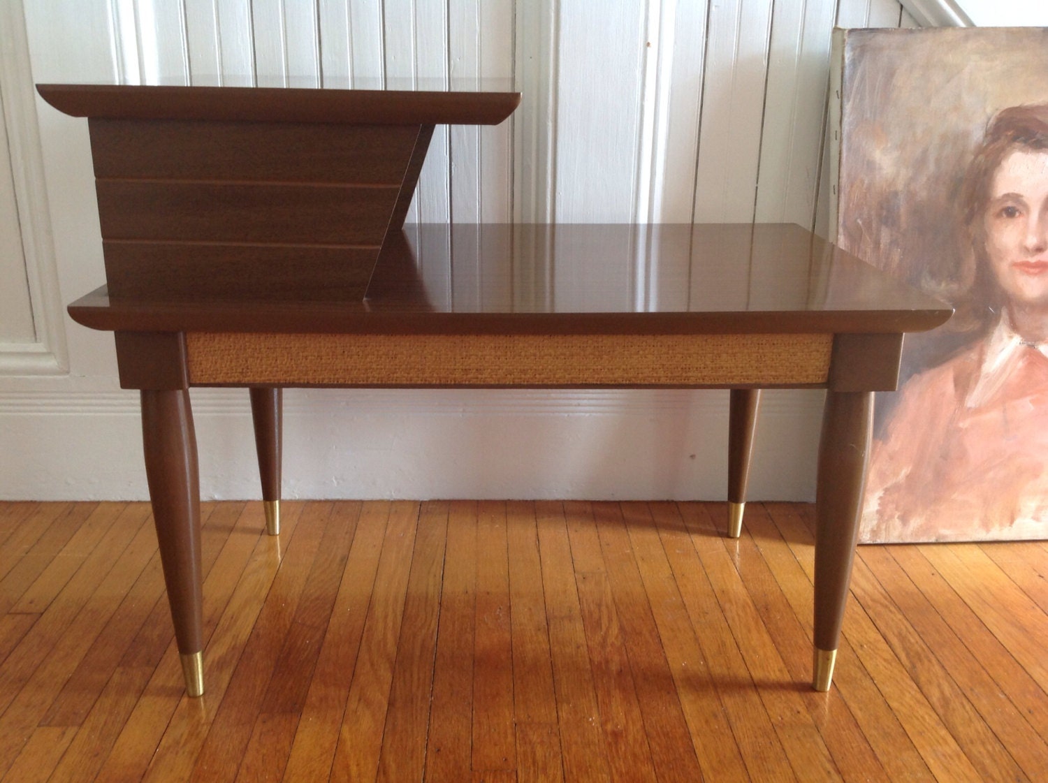 MID CENTURY Danish Modern End Table 1960s Vintage Wood Formica