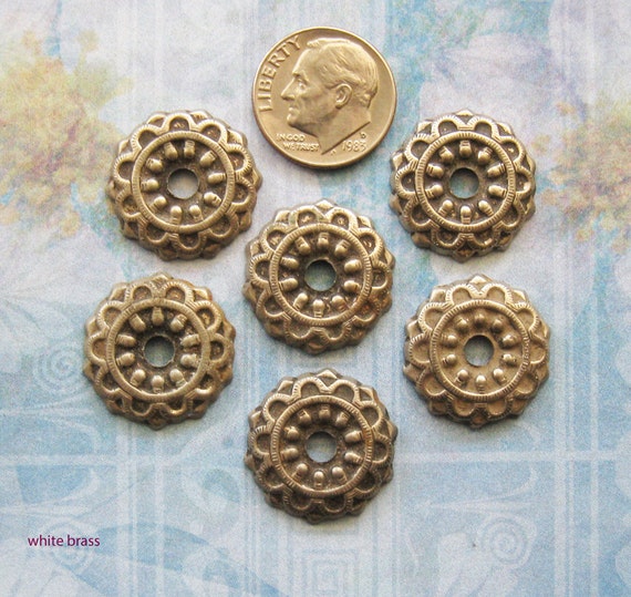 White Brass Rosette Medallion Escutcheon Antique by FOUNDLINGS