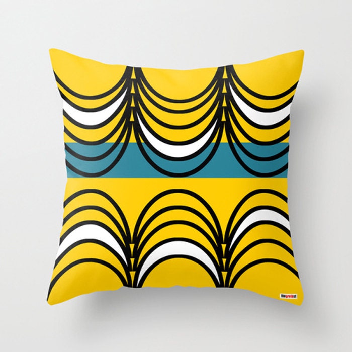 Yellow and Black Decorative throw pillow cover Geometric