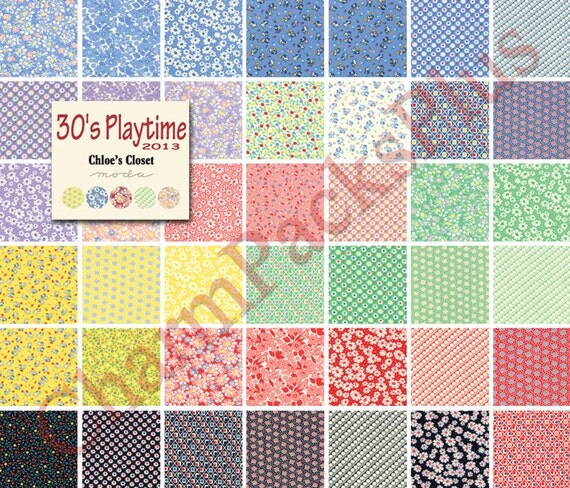 30s PLAYTIME - Moda Fabric Charm Pack - Five Inch Quilt Squares Quilting Material Blocks