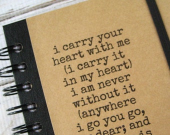 Love Journal ee cummings I Carry Yo ur Heart Quote Notebook Zany 23 ...